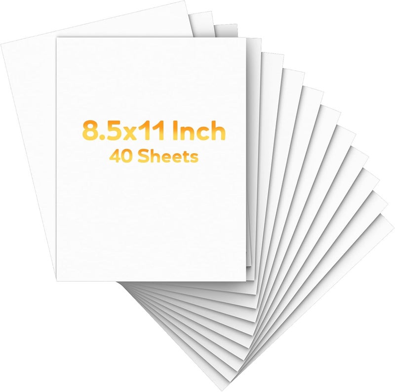 Vishoitty White Cardstock 8.5 x 11,White Card Stock,Cardstock Paper,Copy Paper for Printer,40 Sheets Card Stock Paper for Invitations,Menus,DIY Cards,Tags,Cards Making,Certificate,Construction,Office Printing - Image 1